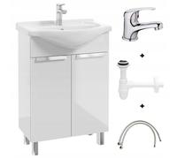 .Deftrans Lavabo avec Meuble sous-Vasque 60 x 85 x 43,5 cm, Robinet et Meuble Bas pour Invités, Blanc
