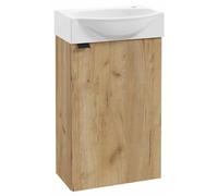 .Deftrans Lavabo WC avec Meuble Bas - 69 x 40 x 21,3 cm - Petit Meuble sous Vasque - en chêne