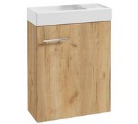 .Deftrans Lavabo WC pour invités avec Meuble Bas 50 x 70 x 23 cm - Meuble sous-Vasque en chêne Craft