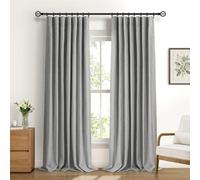 DEFYNEE 100% Rideau Occultant Lot de 2 H260xL140cm Gris | Aspect Lin, Thermique, 4 Modes d'Accroche, Pour Tringles & Rails, Anti-Bruit, Chambre & Salon, 20 Clips Inclus