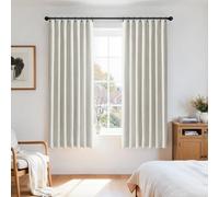 DEFYNEE Rideaux occultants Opaques - Lot de 2 - L140 x H175 cm - avec 20 Clips - pour Chambre à Coucher & Salon - Design Lin, Beige