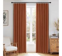 DEFYNEE Rideaux occultants Opaques - Lot de 2 - L140 x H225 cm - avec 20 Clips - pour Chambre à Coucher & Salon - Design Lin, Orange