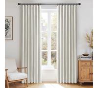 DEFYNEE Rideaux occultants Opaques - Lot de 2 - L140 x H245 cm - avec 20 Clips - pour Chambre à Coucher & Salon - Design Lin, Beige