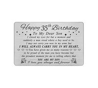 DEGASKEN Carte d'anniversaire 35 ans pour homme, cadeau d'anniversaire de la part de maman et papa, carte portefeuille gravée en métal