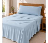 Degrees Home - Collection - Parure de draps 3 pièces - Drap Housse, Drap de Dessus et taie d'oreiller - Lit 135 cm - 100% Polyester - CÉLESTE