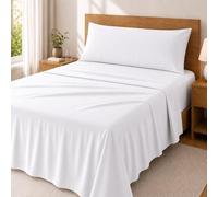 Degrees Home - Collection - Parure de draps 3 pièces - Drap Housse, Drap de Dessus et taie d'oreiller - Lit 135 cm - 100% Polyester - Blanc