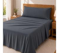 Degrees Home - Parure de lit 3 pièces - Drap Housse réglable, Dessus et taie d'oreiller - Microfibre Polyester Lit 90 cm, Ardoise