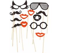 DEGUISE TOI - Kit photobooth 12 pièces lunettes et moustaches - 12 Accessoires photobooth - Taille Unique - Noir - Decoration/Animation - Papier - -