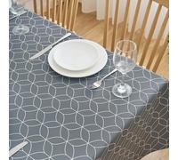 Dehaus® Nappe Toile Cirée Gris, Nappe de Table Plastique PVC Imperméable Anti-Tache, Motif Géométrique Geo Flow, Facile d'entretien Intérieur Extérieur, Rectangulaire 300 x 140 cm