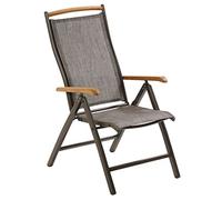 Dehner Fauteuil Pliant Calais, env. 110 x 70 x 61 cm, Textile/Aluminium/Bois de Teck FSC, Anthracite