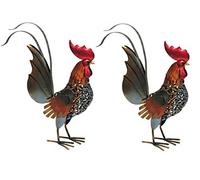 Dehner Figurine décorative en Forme de Coq Toni, 2 pièces, env. 55,5 x 42,5 x 16 cm, en métal, Multicolore