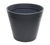 Dehner Groovy Pot de Fleurs recyclé résistant au Gel, aux UV et aux intempéries, env. Ø 38 cm, Hauteur 32 cm, en Plastique, Anthracite