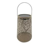 Dehner Lanterne solaire Olea Ø20 x H32 cm - Lampe de jardin LED blanc chaud - Capteur crépusculaire - Métal et plastique - Marron
