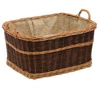 Dehner Panier en osier avec toile de jute Marron foncé 60 x 47 x 40 cm