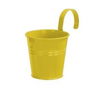 Dehner Pot avec Porte-cintres pour Plantes, Ø 14 cm, Hauteur 14 cm, Zinc, Jaune