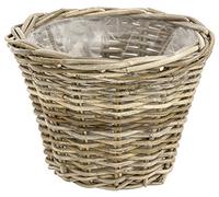 Dehner Pot de Fleurs en rotin, diamètre 35 cm, Hauteur 25 cm, tressé, Gris/Marron