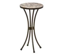 Dehner Tabouret pour Fleurs Grazia - Diamètre : 30 cm - Hauteur : 60 cm - en métal et Pierre - Effet mosaïque - Gris/Marron
