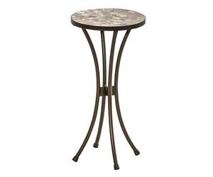 Dehner Tabouret pour Fleurs Grazia - Diamètre : 30 cm - Hauteur : 60 cm - en métal et Pierre - Effet mosaïque - Gris/Marron