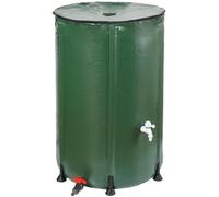 Dehner Tonneau de Pluie Pliable, réservoir d'eau de Pluie extérieur, diamètre env. 70 m, Volume 380 l, avec Robinet d'écoulement, PVC, Vert foncé