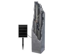 Dehner Tubi Fontaine de Jardin, Solaire, résistante au Gel, pour l'extérieur, avec éclairage LED, env. 113,2 x 27,5 x 27,5 cm, en polyrésine, Grise