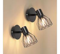 Dehobo 2 Pack Applique Murale Intérieur Orientable E14, Vintage Noir | Lampe Murale en Métal Industriel, Applique Murale Vintage pour Salon, Couloir, Boutique, Chambre, sans Ampoule