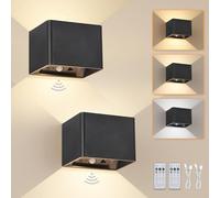 Dehobo 6M Applique Murale à Détecteur de Mouvement avec Télécommande, Applique Murale 3 Couleurs, Lampe Detecteur de Mouvement Interieur Rechargeable 5400mAh pour Escalier Couloir - 2 Pièces