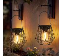 Dehobo Lanterne Solaire Exterieur lot de 2 - Suspension Solaire Exterieur IP65 Imperméable - Lumière l’hexagone Suspendue en Métal pour la Décoration du Jardin, de la Cour et du Camping