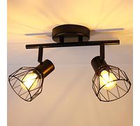 Dehobo Luminaire Plafond Noir, Plafonnier Spot LED E14 Orientable 2 Spots