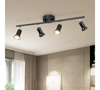 Dehobo Luminaire Plafonnier LED GU10 4 Spots LED - Éclairage de Plafond Spot Orientabl Moderne Noir pour Couloir Salon Salle à Manger Cuisine - Sans Ampoule