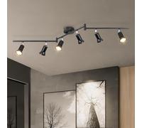 Dehobo Luminaire Plafonnier LED GU10 6 Spots LED - Éclairage de Plafond Spot Orientabl Moderne Noir pour Couloir Salon Salle à Manger Cuisine - Sans Ampoule