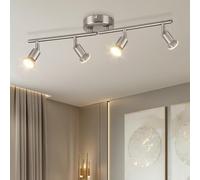 Dehobo Plafond Spotlight Rotatif - Luminaire Plafonnier Nickel Mate 4 Voies GU10 LED Plage de LED 350 ° Spoirs de Placier Moderne Réglables pour Cuisine Salon Pas de Bulbes