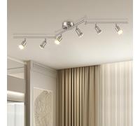 Dehobo Plafond Spotlight Rotatif - Luminaire Plafonnier Nickel Mate 6 Voies GU10 LED Plage de LED 350 ° Spoirs de Placier Moderne Réglables pour Cuisine Salon Pas de Bulbes