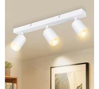 Dehobo Plafonnier 3 Spots LED Orientables, Blanc Mat, GU10