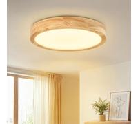 Dehobo Plafonnier LED Bois Naturel Design Nordique ∅30cm - Luminaire Plafond Rond 3000K Blanc Chaud - Luminaires Intérieur 3100lm Ra>83, Facile à Installer, Idéal pour Chambre, Salon, Cuisine, Couloir
