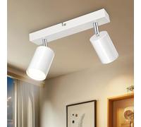 Dehobo Plafonnier LED Orientables 2 Spots GU10, Spots de Plafond Moderne Cuisine Éclairage de Plafond Luminaire, Aluminium Applique Murale Blanc pour Salon Chambre (Sans Ampoule)