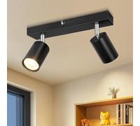 Dehobo Plafonnier LED Orientables 2 Spots GU10, Spots de Plafond Moderne Cuisine Éclairage de Plafond Luminaire, Aluminium Applique Murale Noir pour Salon Chambre (Sans Ampoule)