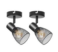 Dehobo Plafonnier Spot Noir, Applique Murale Interieur Spots et Rails de Spots Avec Abat-Jour en Maille Métallique, E14 Spots Plafonnier Orientables, Rampe Spot pour Interieur Cusine Chambre