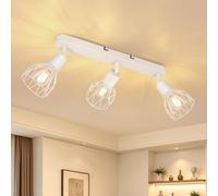 Dehobo Plafonnier Spot Orientable Luminaire Plafonnier E14 Vintage Spots de Plafond Led Cuisine 3 Spots Blanc Plafonnier Industriel pour Cuisine Chambre Salon, Sans Ampoules