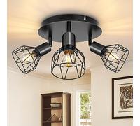 Dehobo Plafonnier Spots Orientable Noir, Rampe Spot avec Douille E14, Plafonnier 3 Spots de plafond pour Interieur Cuisine Chambre Salon, MAX 40W sans Ampoules