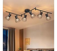 Dehobo Plafonnier Spots Orientable Noir - Rampe Spot avec Douille E14 - Plafonnier 6 Spots de Plafond pour Interieur Cuisine Chambre Salon - MAX 40W Sans Ampoules