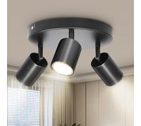 Dehobo Plafonnier Spots Orientables, Spots de Plafond Noir avec Douille GU10, Éclairage de Plafond Ronde Design Moderne Noir Mat, sans Ampoules, Plafonnier 3 Spots pour Cuisine Chambre Salon Couloir