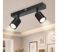 Dehobo Spot de plafond LED orientable à 350° - 2 ampoules GU10 - Spot mural LED noir - Pour salon, chambre à coucher, cuisine - Non - Ampoule GU10