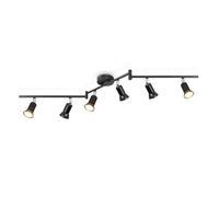 Dehobo Spot LED de plafond orientable avec 6 lumières - Lustre de plafond moderne en métal noir pour plafonnier salon chambre - GU10 ampoule non incluse