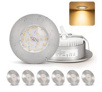 Dehobo Spot LED Encastrable 230V Ultra Plat 6W IP44 Salle de Bain Plafonniers Encastrables LED Spots de Plafond, Blanc Chaud 3000K, Spots Plafonnier Nickel Mat Lot de 6, Pour Salle de Bain, Cuisine