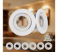 Dehobo Spot LED Encastrable GU10, 6 Pièces Cadre de Spot En Blanc avec Douille GU10, Rond Cadre de Montage Spot Orientable 60°, Trou de Montage Ø68mm, 230V, Pour Lampes A LED Ou Halogènes