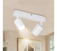 Dehobo Spot Plafond GU10 Orientables - Plafonnier LED 2 Spots - Plafonnier Spot Blanc - Moderne Applique Plafond Interieur LED pour Cuisine Salon Chambre, Sans Ampoule