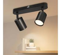 Dehobo Spot Plafond GU10 Orientables - Plafonnier LED 2 Spots - Plafonnier Spot Noir - Moderne Applique Plafond Interieur LED pour Cuisine Salon Chambre, Sans Ampoule