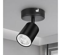 Dehobo Spot Plafonnier GU10, Lot de 1 Luminaire Spot Orientable Moderne, Plafonnier LED, 1 Spot Plafond Noir Mat, sans Ampoules, pour Chambre Salon Couloir Cuisine Salle à manger