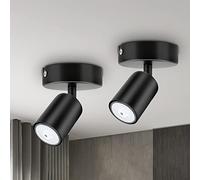 Dehobo Spot Plafonnier GU10, Lot de 2 Luminaire Spot Orientable Moderne, Plafonnier LED, 2 Spots Plafond Noir Mat, sans Ampoules, pour Chambre Salon Couloir Cuisine Salle à manger