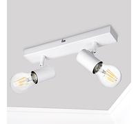 Dehobo Spots Plafonnier | Murale, Plafonnier Spots Orientables Blanc Mat, E27 Spot de Plafond Double Moderne, 60 Watt Max pour Chambre Cuisine Salon Couloir